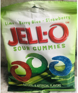 *NEW* Jell-O Sour Gummies Lime, Berry Blue, Strawberry 3.75oz Bag - £7.66 GBP