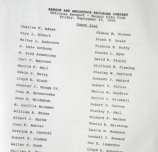1995 Bangor &amp; Aroostook Railroad Retirees Banquet Guest List Elks Club D... - $19.99
