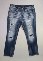Salvage Supply Co Mayhem Straight Jeans 33S (33x30.5) Blue Destroyed Emb... - $737.13 MXN