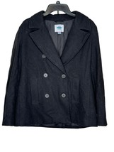 Old Navy Women&#39;s Coat Double Breasted Classic Wool-Blend Peacoat Black Medium - £19.43 GBP