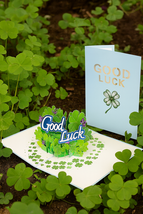 Good luck pop-up greeting card 15cm x 20cm UK sales only - $10.00