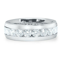 4Ct Simulated Diamond Eternity Men&#39;s Ring White Gold Plated Genuine Silver - £138.91 GBP