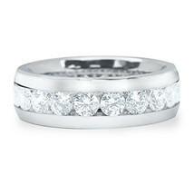 4Ct Simulated Diamond Eternity Men&#39;s Ring White Gold Plated Genuine Silver - £131.03 GBP