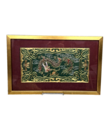 Vintage Chinese Embroidered Dragon Green Silk Tapestry Framed Wall Art 1... - £62.84 GBP