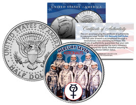 Mercury Seven Astronauts Colorized Jfk Half Dollar U.S. Coin Nasa Original 7 - £6.73 GBP