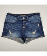 Express Jeans Shorts Womens Sz 6 Distressed Cuffed Hem Whiskers Button F... - £14.19 GBP