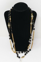 Carolee Gold Tone &amp; Black Silhouette Necklace - £56.22 GBP