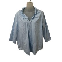COS Blouse Light Blue Cotton Blend Ruffle Neck size 12 Women - £17.23 GBP