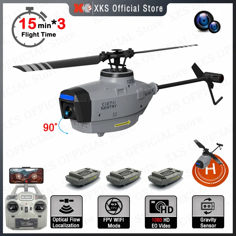 C127AI RC Helicopter 2.4G Remote Control 4CH 6G System 1080P Camera 5G W... - £205.41 GBP+