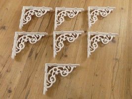 7 Cast Iron Shelf Brackets New Antique Style White 6.5&quot; x 5.5&quot; Corbels B... - $36.99