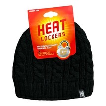 Heat Locker Unisex Black Thermal Knit Faux Fur Lined Hat Beanie Small/Medium New - $4.94