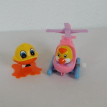2 Easter Toys Wind Up Pink Helicopter Chick Pilot Changes Directions Flip Duck - £11.60 GBP