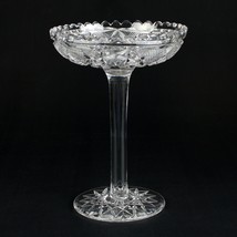 American Brilliant Fine Cut Fan &amp; Hobstar in Vesica Compote, Antique ABP 8 1/2&quot; - £115.96 GBP