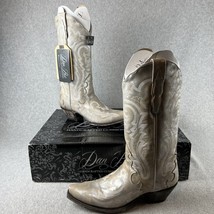 Dan Post Womens Leather Tall Western Cowgirl Sliver Distressed Boots Size 8.5 - £176.21 GBP