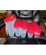 Tupperware Modular Mates Oval Set  Red Set of 6 With Lids EUC - $1,741.42 MXN