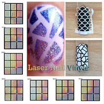 24 Sheets Laser Nail Art Guide Tips Hollow Stencil Sticker Template Vinyls Decor - £2.34 GBP