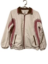 Vintage 80s Track Jacket Size Medium Full Zip Soft Pink Brown White 80s Retro - £22.16 GBP