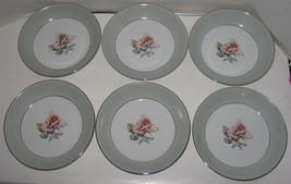 6 Vintage Halsey Fine China of Japan Damask Rose 7 1/2&quot; Soup Bowls Replacements - £14.76 GBP