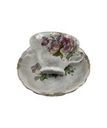 Nasco Del Coronado Iridescent w Roses Gold Trim Footed Tea Cup and Sauce... - $312.16 MXN