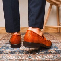 Fangio Classic Penny Loafer Genuine Ostrich Leg Quil Cognac image 11