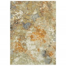 HomeRoots 388074 7 x 10 ft. Modern Abstract Gold &amp; Beige Indoor Area Rug - £605.70 GBP