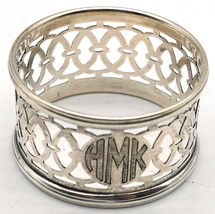 Old Sterling Silver Napkin Ring Nice Pierced Openwork Design Monogrammed... - £47.84 GBP
