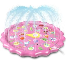 Splash Pad, Sprinkler for Kids, 68&quot; Inflatable Outdoor Pink - £7.54 GBP