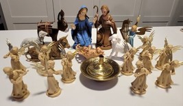 Vintage 21pc Nativity Figurines Made In Italy, Angels, Hong Kong misc. pieces - £19.97 GBP