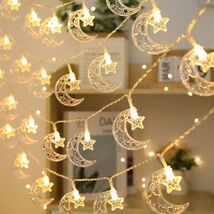 Moon Star String 30 Led 15Ft Warm Lights Fairy Ramadan, Xmas, Wedding De... - $67.99