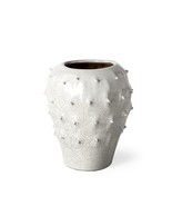 11&quot; White Spiked Organic Glaze Large Mouth Ceramic Vase - $2,688.26 MXN