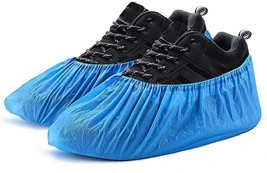 Pack of 100 Blue Disposable Shoe Booties Splash-Proof, Elastic Ankles 16&quot;x6.5&quot; - £14.26 GBP