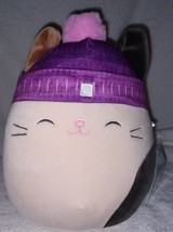 Squishmallows CAM the Cat wearing Purple Beanie 7.5&quot; NWT - £13.24 GBP