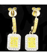 0.58ct Fancy Intense Yellow Diamonds Earrings 18K All Natural 4 Grams Y ... - £1,565.02 GBP