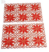 Set of 2 Place Mats Broderie Cutwork Collection Red and Gold Embroidered - $202.63 MXN