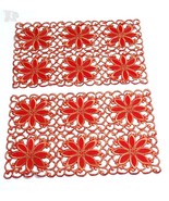 Set of 2 Place Mats Broderie Cutwork Collection Red and Gold Embroidered - $200.66 MXN
