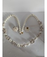 Vintage Japanese Paisley Design 30&quot; Beaded Necklace And Earrings  - $467.43 MXN