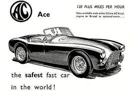 1958 AC Ace - The Safest Fast Car - Promotional Advertising Poster - $32.99
