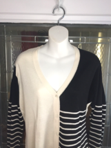 Saks Fifth Avenue  Black &amp;White Knit Cashmere/ Silk Cardigan Sweater SZ XL - £28.11 GBP