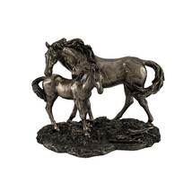 Mare and Foal Wild Horses Bronzed Statue - £54.26 GBP