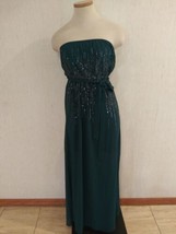 Ya Los Angeles NWT Long Green Strapless Dress w/ Sequin trim Size Small 4 6 - £19.75 GBP