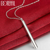 DOTEFFIL 925 Sterling Silver 18 Inch Straight Square Column Pendant Necklace For - £11.62 GBP