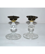 PAIR OF CRYSTAL AND METAL CANDLE HOLDERS - $375.07 MXN