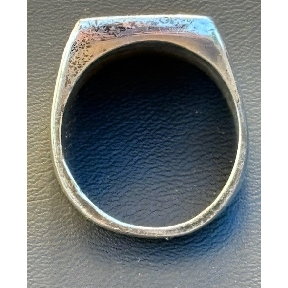 HEAVY MEN'S 925 STERLING SILVER TURQUOISE AND MOTHER OF PEARL RING SIZE SKY Item image 5