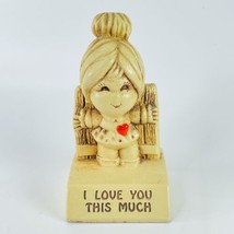 1972 Vintage I LOVE YOU THIS MUCH Figurine USA Paula Red Heart Hug W265 - $6.81