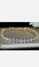 5 Ct Round Simulated Tennis Bracelet 7.50&quot; 14K Yellow Gold Plated Women&#39;s - £94.22 GBP
