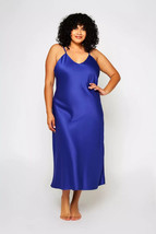 Golyta Icollection Long Satin Victoria Gown Women Lingerie Dress Blue Size 2X - £22.09 GBP