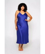 Golyta Icollection Long Satin Victoria Gown Women Lingerie Dress Blue Si... - $38.08 CAD