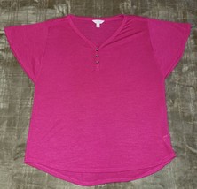 Time and Tru Women&#39;s Size Medium Short Sleeve Pink Top - $4.79