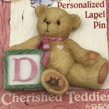 Cherished Teddies By Enesco Letter D Block Teddy Bear Pin Brooch - $9.89