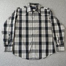 Wrangler Shirt Mens Large L Western Cowboy Rodeo Pearl Snap Plaid Button Up - $18.00